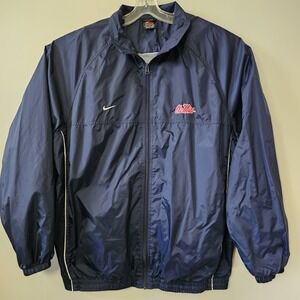 Nike Team Ole Miss REBELS Windbreaker Men's Size XL Jacket  Vintage Navy Blue